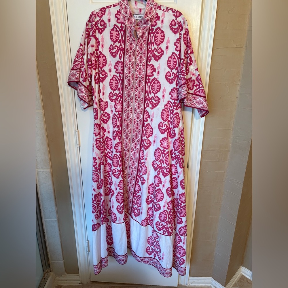 Sue Sartor Dress | Pink and White Max
